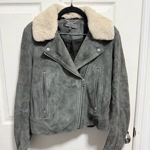 Rag & Bone Genuine Suede Jacket with Shearling Collar